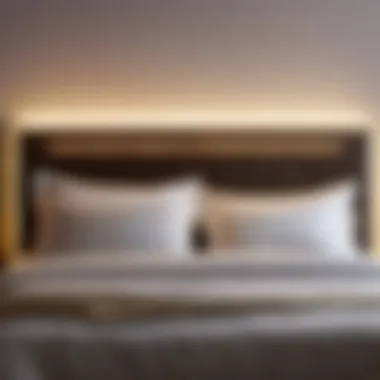 LED strip lights illuminating headboard detail