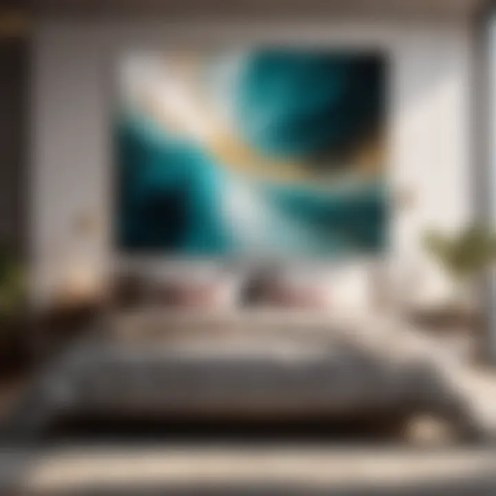 Ethereal Elegance Abstract artwork in modern bedroom