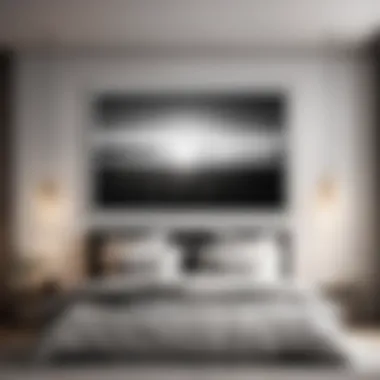 Monochrome Serenity Minimalist black and white art above bed