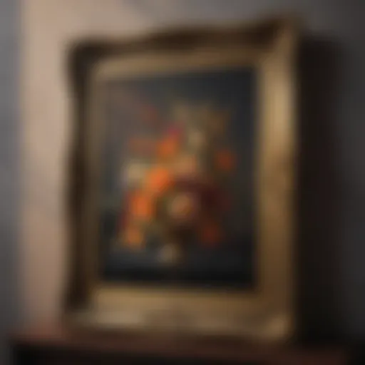 Elegant floral artwork in gold frame