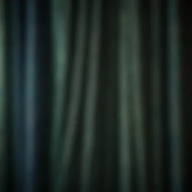 Close-up of intricate blue and green curtain fabric texture