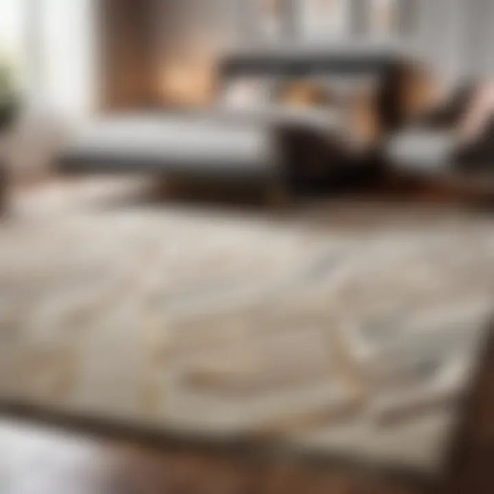 Modern geometric patterned area rug in bedroom