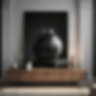 Minimalist black and white photography display