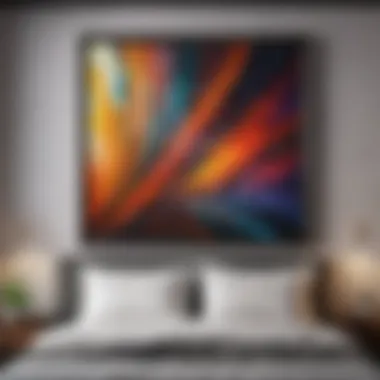 Modern abstract painting with wooden frame
