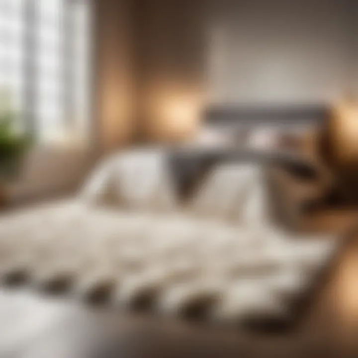 Soft and plush shaggy rug in bedroom interior