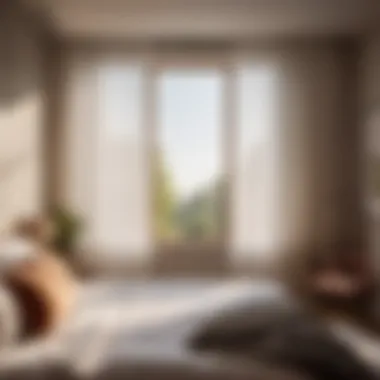 Sunlight filtering through tinted bedroom window