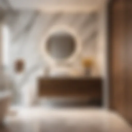 Elegant Marble Accent Wall Marble accent wall in small bathroom