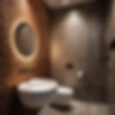 Textured accent wall in small bathroom