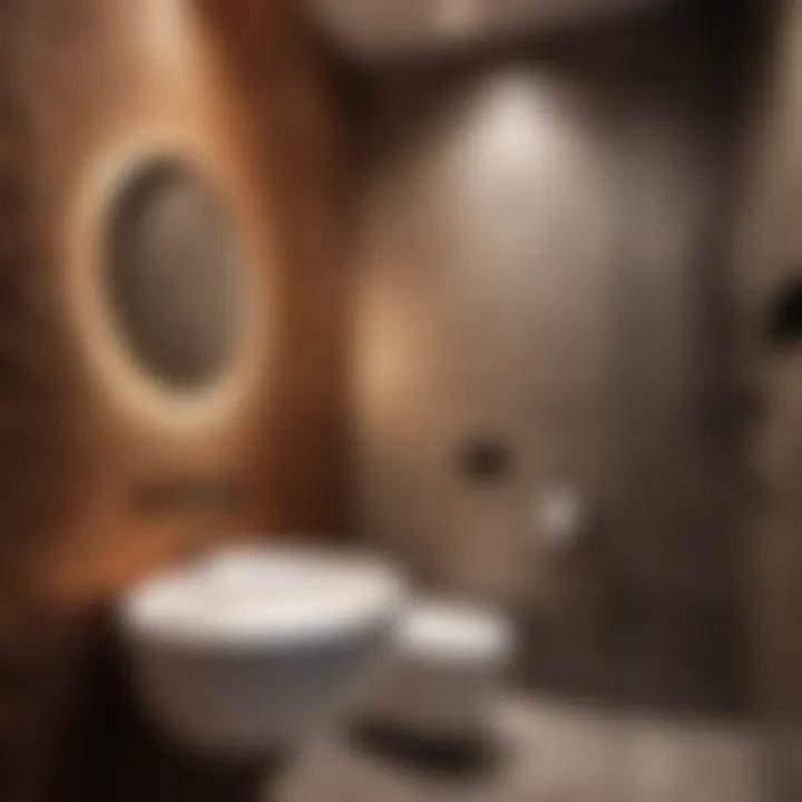 Textured accent wall in small bathroom