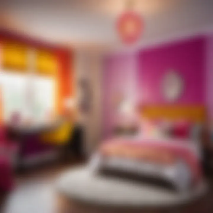 Vibrant color scheme in a teenage bedroom