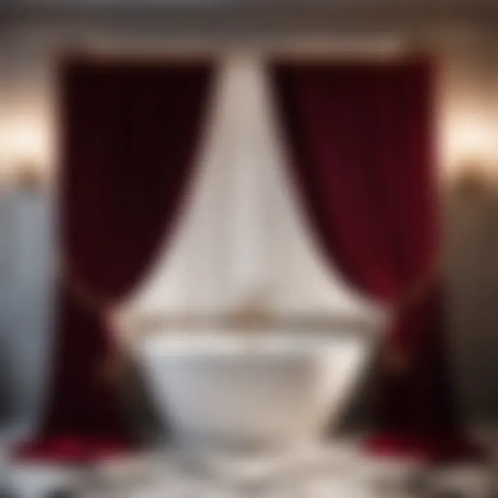 Luxurious Burgundy Velvet Curtains Luxurious Burgundy Velvet Curtains in Bathroom Setting