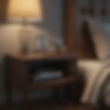 Stylish bedside table with decorative accents and modern gadgets