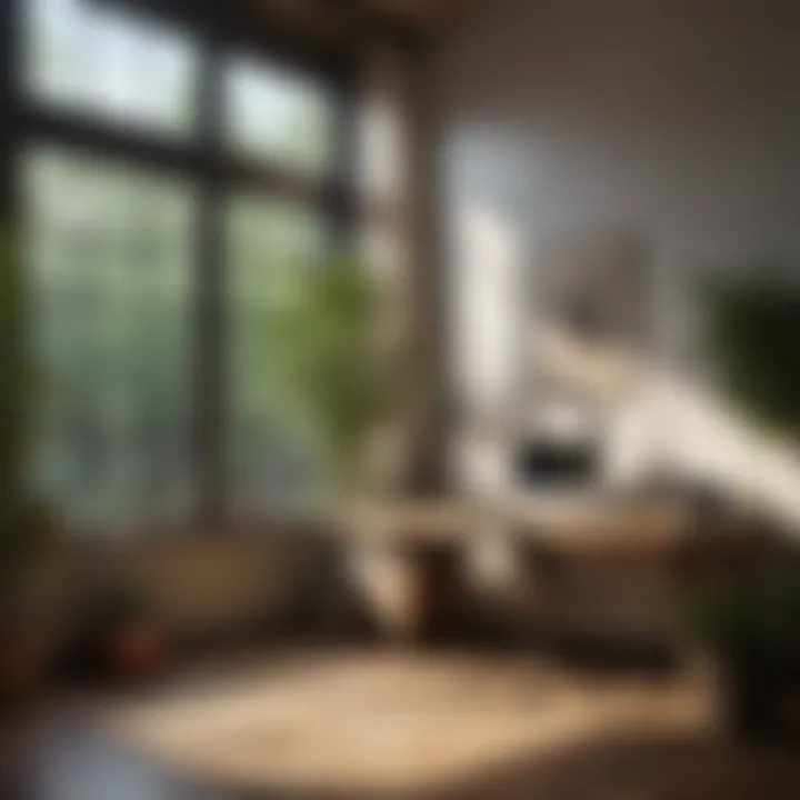 Natural light streaming into a feng shui optimized workspace