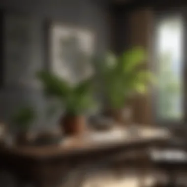 Plants strategically placed in a feng shui designed home office