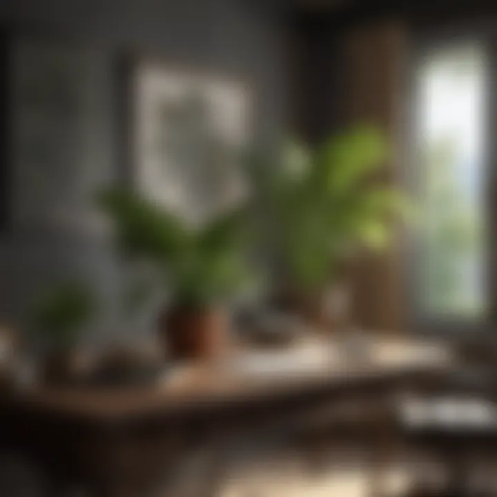 Plants strategically placed in a feng shui designed home office