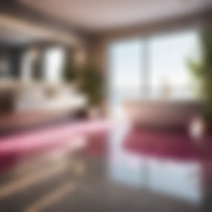 Epoxy flooring in bathroom with floral motif