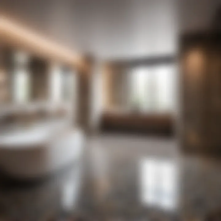 Epoxy bathroom flooring with geometric patterns