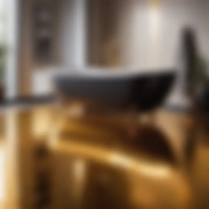 Epoxy-coated bathroom floor with metallic sheen