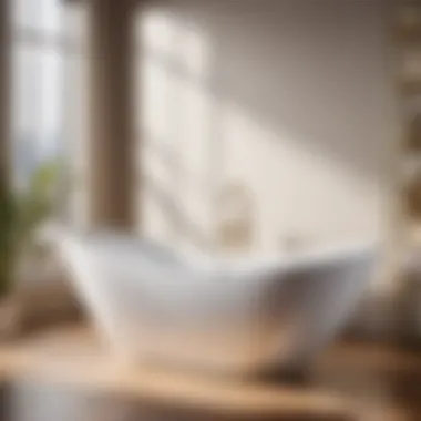 Close-up of Ergonomic Features in 56-inch Freestanding Bathtub