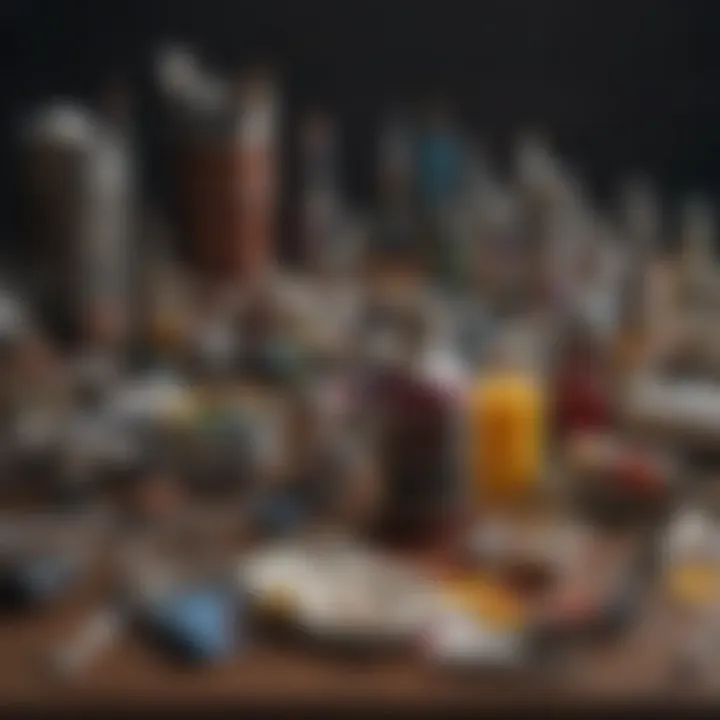 Essential painting supplies array