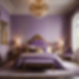 Ethereal Elegance in Lavender and Gold Bedroom