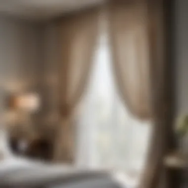 Airy Sheer Sophistication Elegant sheer bedroom curtains with attached valance for a light, airy feel