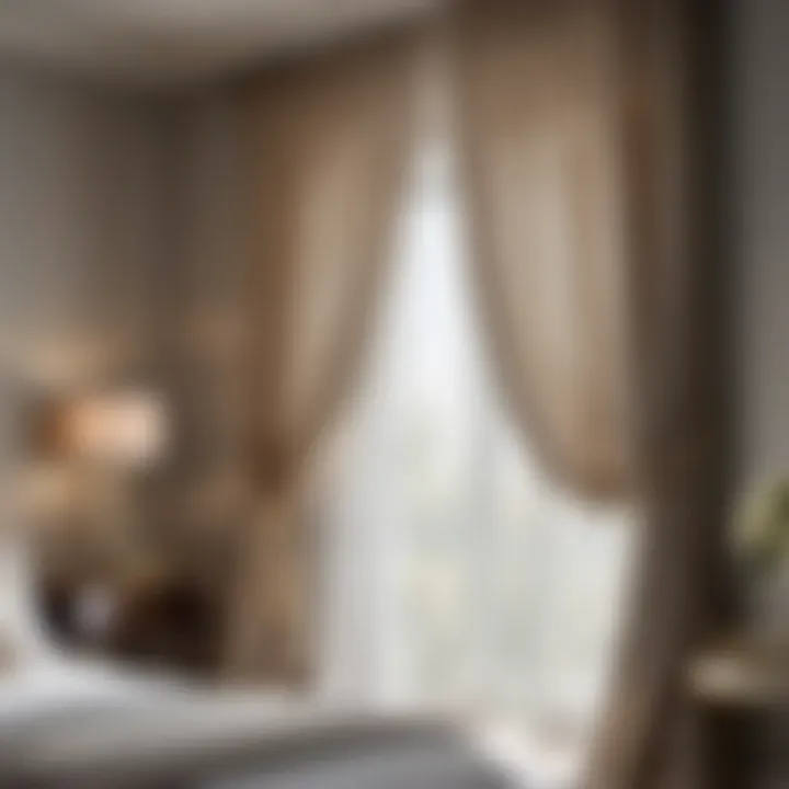 Airy Sheer Sophistication Elegant sheer bedroom curtains with attached valance for a light, airy feel