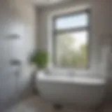 A sleek window-mounted bathroom fan installed in a modern bathroom