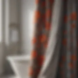 Elegant bathroom curtain panel with intricate floral design