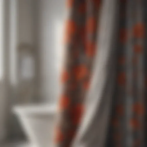 Elegant bathroom curtain panel with intricate floral design