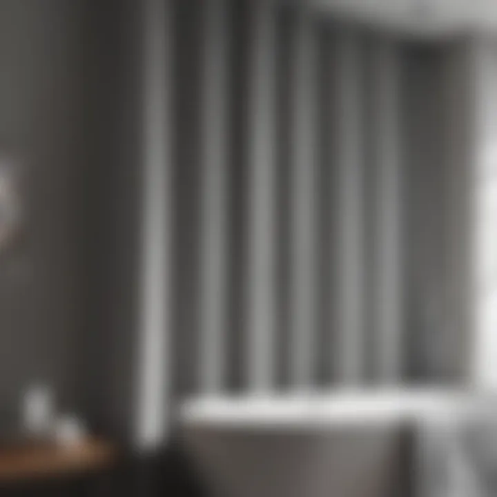 Sleek and minimalist bathroom curtain panel in monochrome tones