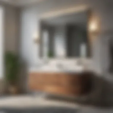 Stylish bathroom interior with tall vanity