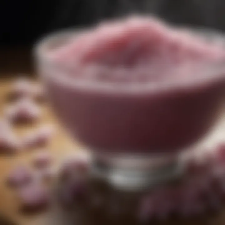 Exotic bath salts in a crystal bowl with natural lighting