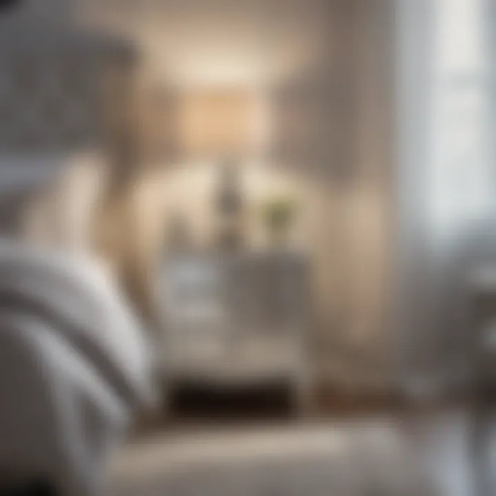 Contemporary White Mirrored Nightstand Stylish white mirrored nightstand beside a modern bed