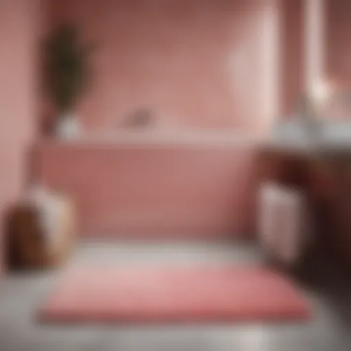Aesthetic arrangement of pink and white bath mats in a modern bathroom setting
