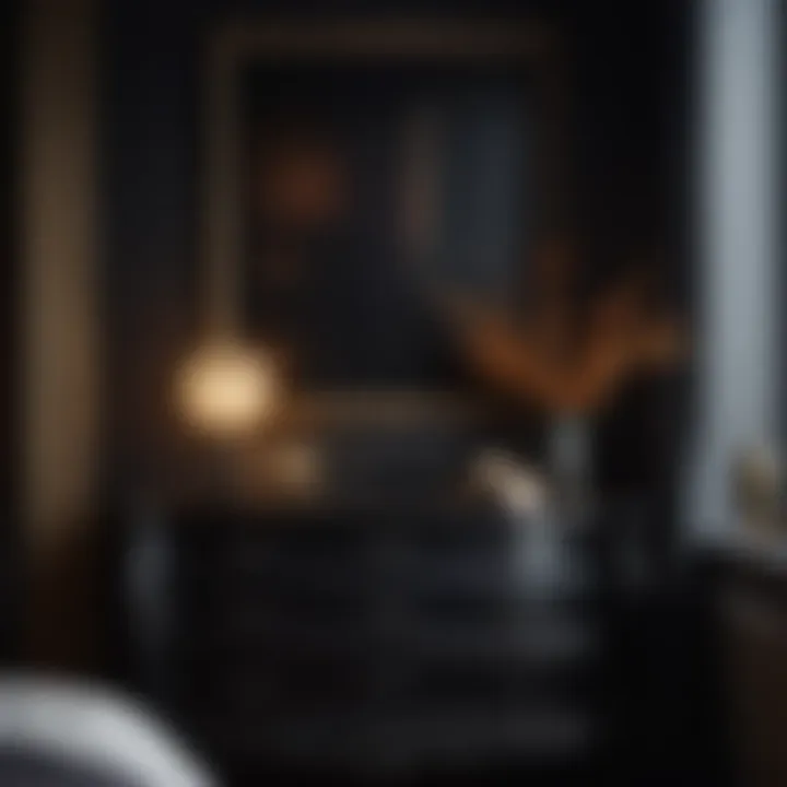 Interior Aesthetics Impact Artistic arrangement of decor elements around a black dresser creating a harmonious ambiance