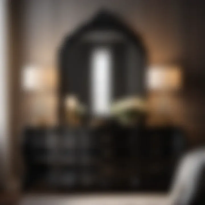 Timeless Elegance Luxurious black dresser with intricate detailing in a sophisticated bedroom setting