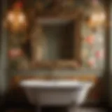 Exquisite Antique Floral Print in Bathroom Setting