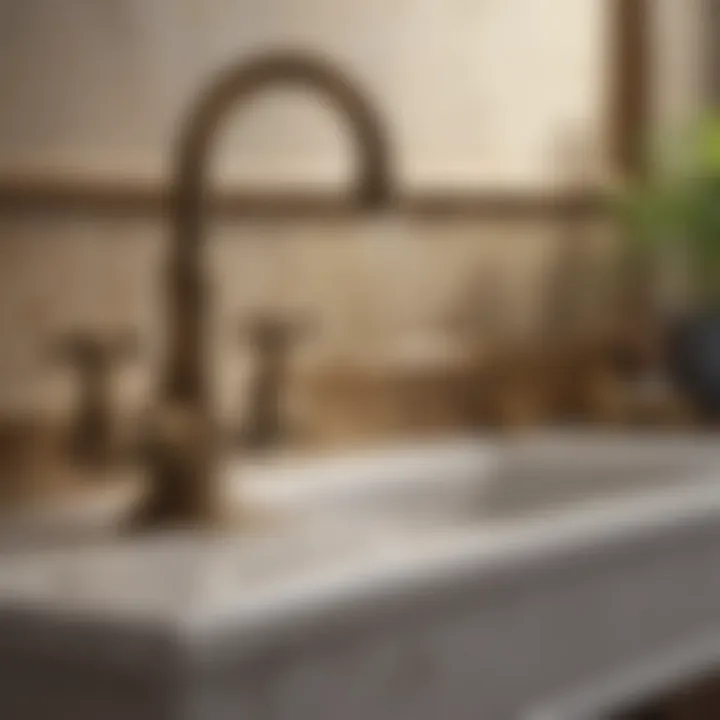 Vintage brass faucet on antique laundry sink