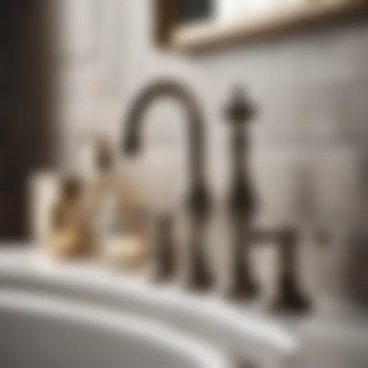 Timeless Pewter Faucet in Bathroom Decor Elegant pewter faucet in a stylish bathroom setting