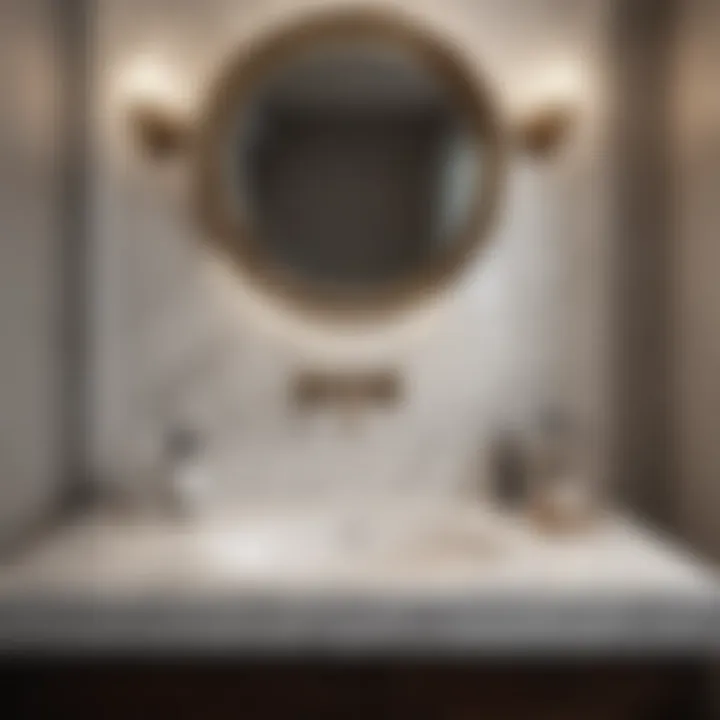 Elegant bathroom with a marble backsplash