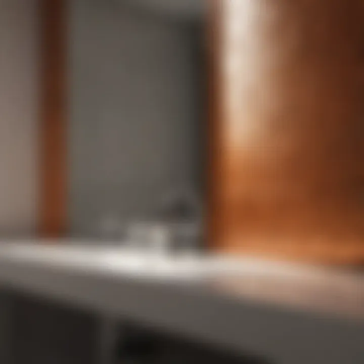 Minimalist bathroom featuring a seamless backsplash