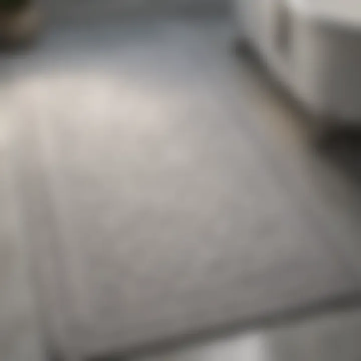 Close-up of non-skid backing on a bath rug demonstrating safety features