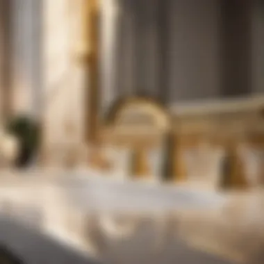 Opulent Gold Details Luxurious bathroom counter featuring gold fixtures