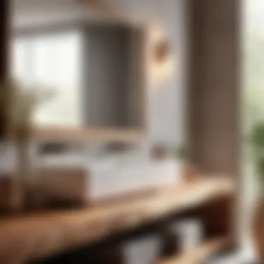 Organic Wood Accents Rustic bathroom counter highlighting natural wood elements