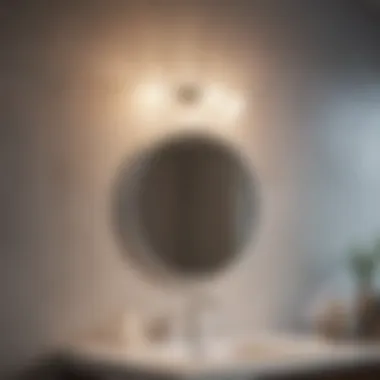 Close-up of a beautifully designed bathroom light fixture against a minimalist backdrop