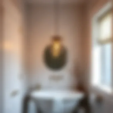 Stylish pendant light illuminating a contemporary bathroom setting