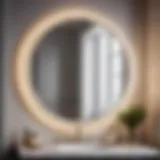Elegant round bathroom mirror reflecting natural light