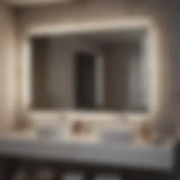 Stylish bathroom mirror above double sinks with elegant lighting