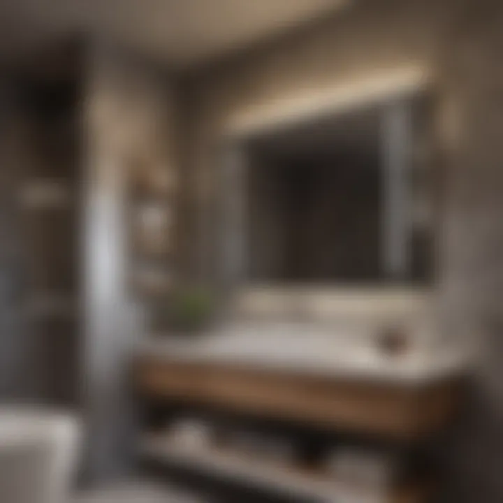 Innovative Bathroom Design Trendy bathroom with innovative storage solutions and lighting